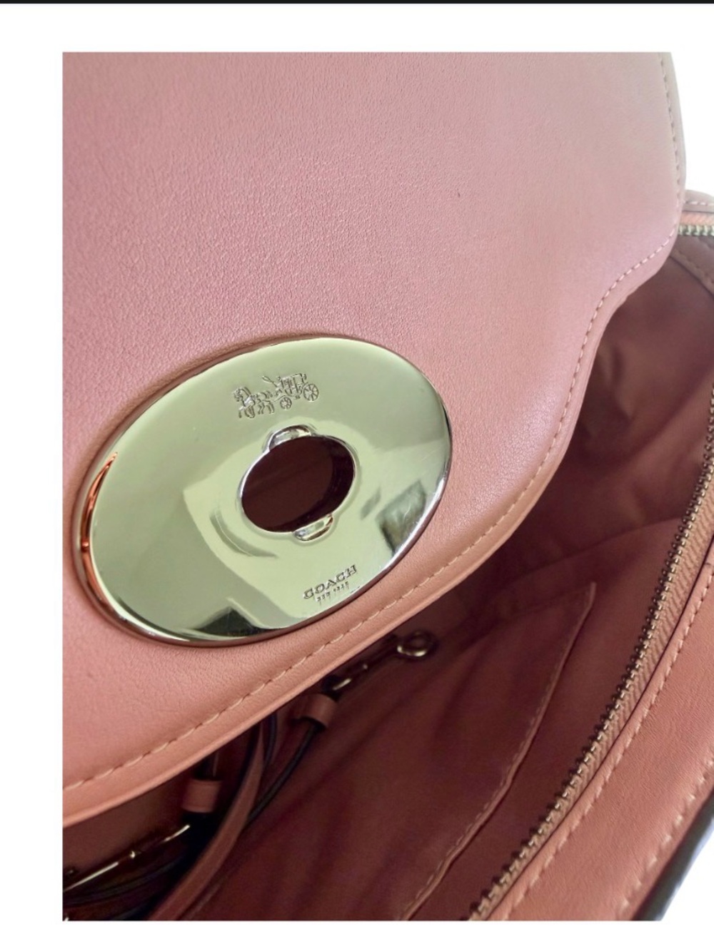 COACH Pink Pebble Leather Turnlock Satchel Authentic - Picture 3 of 8